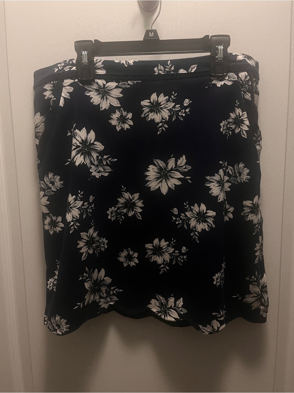 Skies Are Blue Navy and White Floral A-Line Skirt